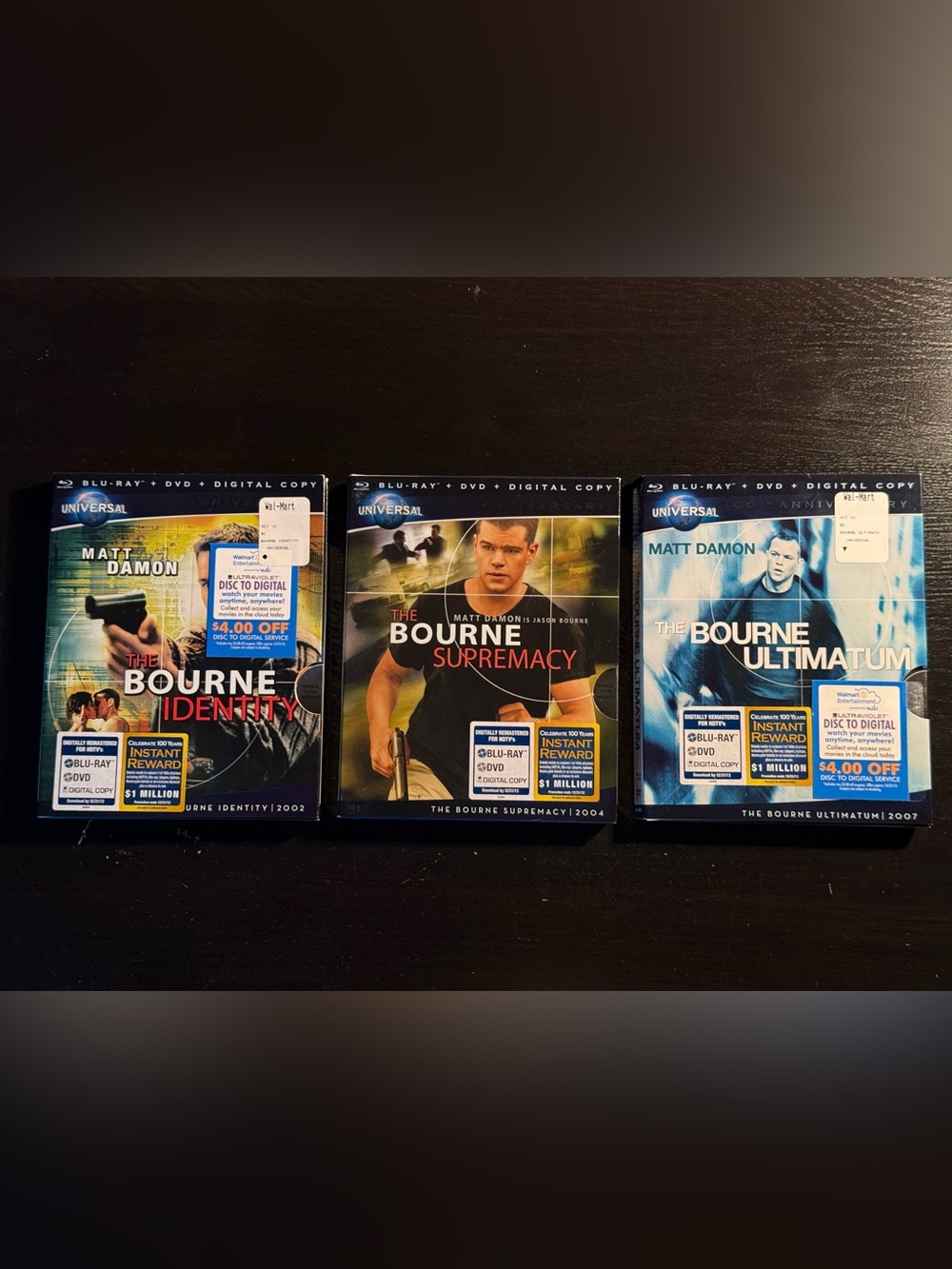 BOURNE Trilogy | Blu-ray+DVD | RARE/OOP Universal 100 Year Slipcovers | LIKE NEW